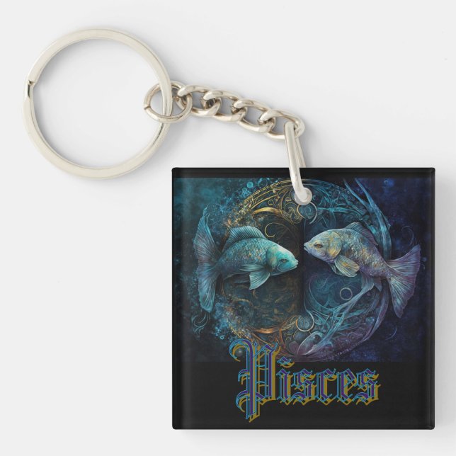 Pisces Zodiac Sign Schlüsselanhänger (Vorderseite)