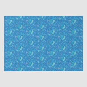 Pisces zodiac sign sea blue modern seidenpapier