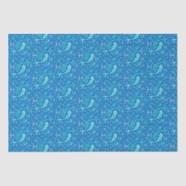 Pisces zodiac sign sea blue modern seidenpapier (Vorderseite)