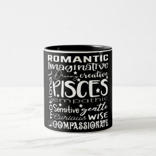 Pisces Zodiac Sign Tracks Zwei-Tone-Kaffee-Tasse Zweifarbige Tasse