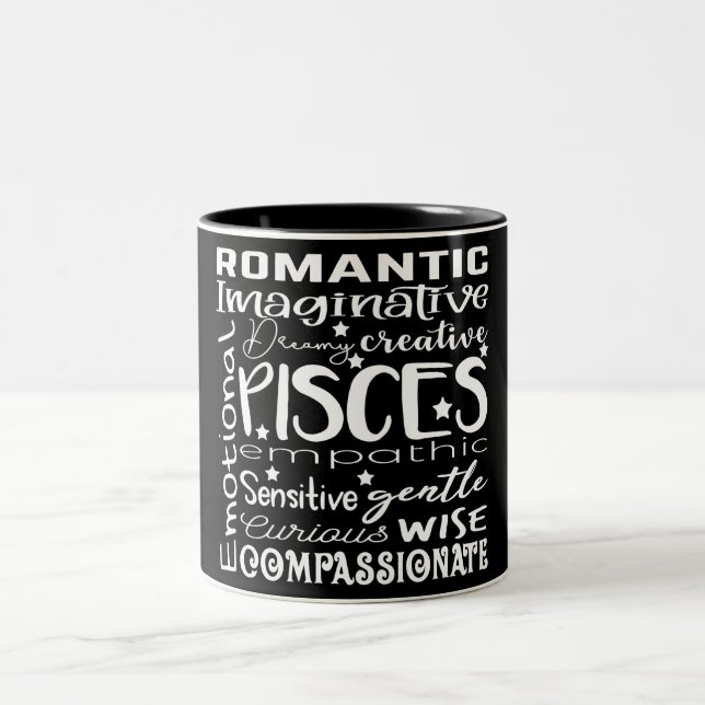Pisces Zodiac Sign Tracks Zwei-Tone-Kaffee-Tasse Zweifarbige Tasse (Mittel)
