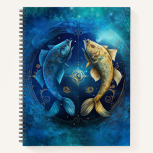 Pisces Zodiac Sign Watercolor Design Notizbuch