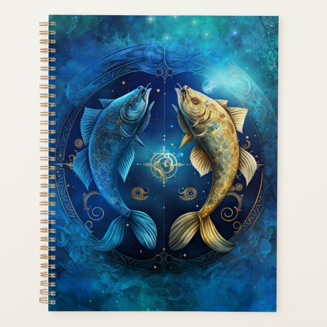 Pisces Zodiac Sign Watercolor Design Planer (Vorderseite)