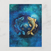 Pisces Zodiac Sign Watercolor Design