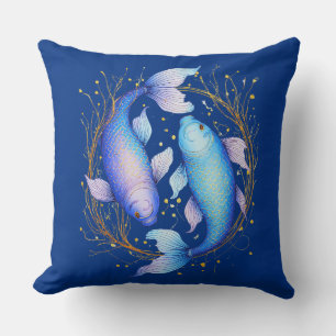 Pisces Zodiac Sign, zwei graceful Koi Fisch Kissen