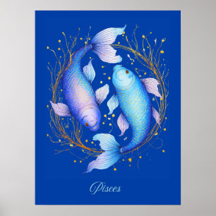 Pisces Zodiac Sign, zwei graceful Koi Fisch Poster