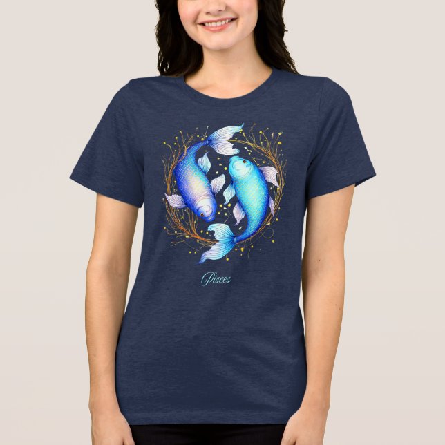 Pisces Zodiac Sign, zwei graceful Koi Fisch Tri-Blend Shirt (Vorderseite)