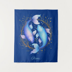 Pisces Zodiac Sign, zwei graceful Koi Fisch Wandteppich