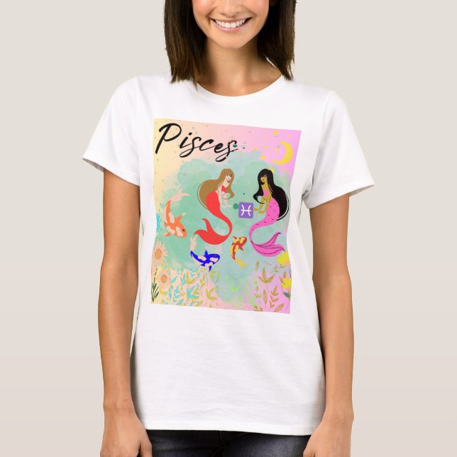 Pisces Zodiac Signature Horoskop Astrologie Frauen T-Shirt (Vorderseite)