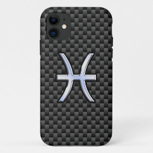 Pisces Zodiac Silver Symbol Carbon Fiber Case-Mate iPhone Hülle