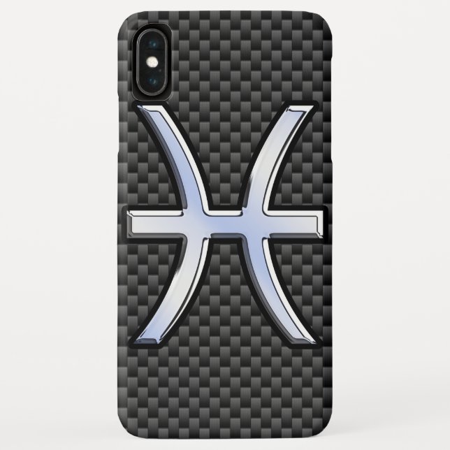 Pisces Zodiac Silver Symbol Carbon Fiber Case-Mate iPhone Hülle (Rückseite)
