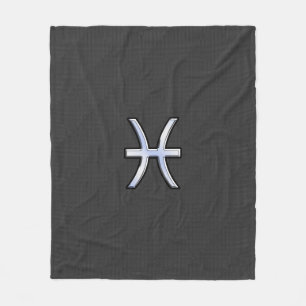 Pisces Zodiac Silver Symbol Carbon Fiber Fleecedecke