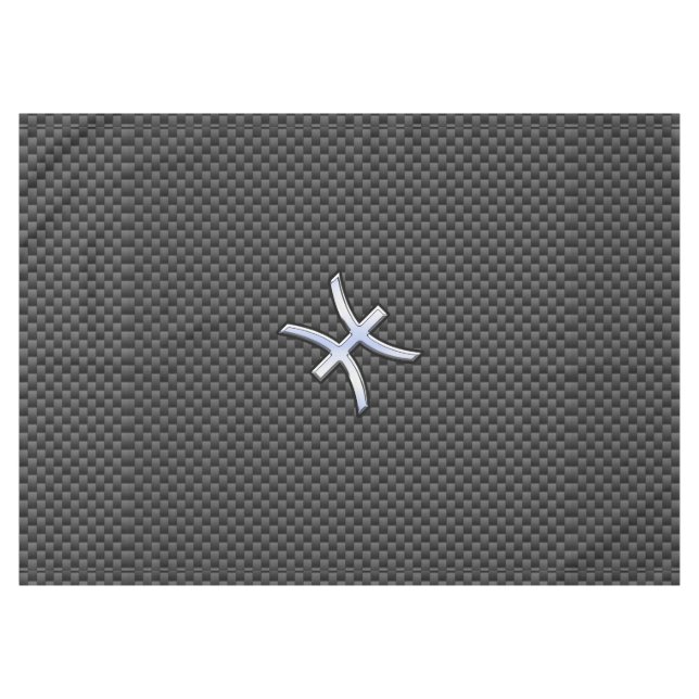 Pisces Zodiac Silver Symbol Carbon Fiber Tischdecke (Vorderseite (Horizontal))
