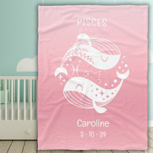 Pisces Zodiac Star Name Birthdate Pink Baby Fleecedecke