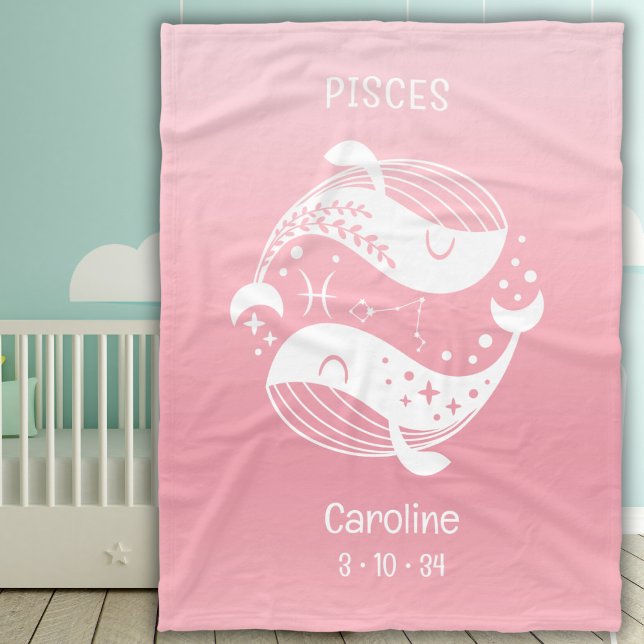 Pisces Zodiac Star Name Birthdate Pink Baby Fleecedecke (Von Creator hochgeladen)