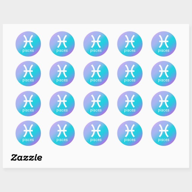 Pisces Zodiac Star Sign Astrologie Blue Gradient Runder Aufkleber (Blatt)