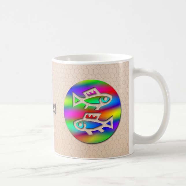 Pisces Zodiac Star Sign Rainbow Fish Ceramic Tea Kaffeetasse (Rechts)