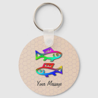 Pisces Zodiac Star Sign Rainbow Fish Keyring Schlüsselanhänger