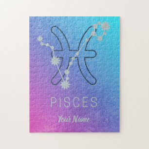 Pisces Zodiac Star Sign Watercolor Horoskop Puzzle