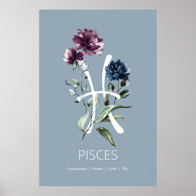Pisces Zodiac Star Zeichenkunst drucken Poster (Vorne)