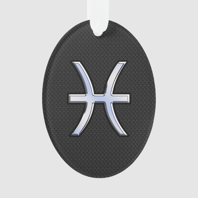 Pisces Zodiac Symbol auf Black Snake Skin Style Ornament (Vorderseite)