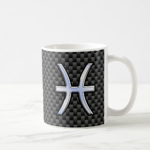 Pisces Zodiac Symbol auf Carbon Fiber Style Tasse