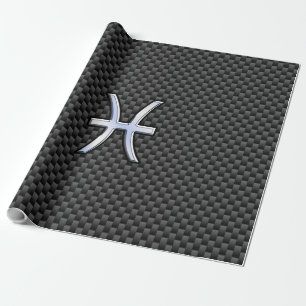 Pisces Zodiac Symbol auf Carbon Fibre Print Geschenkpapier