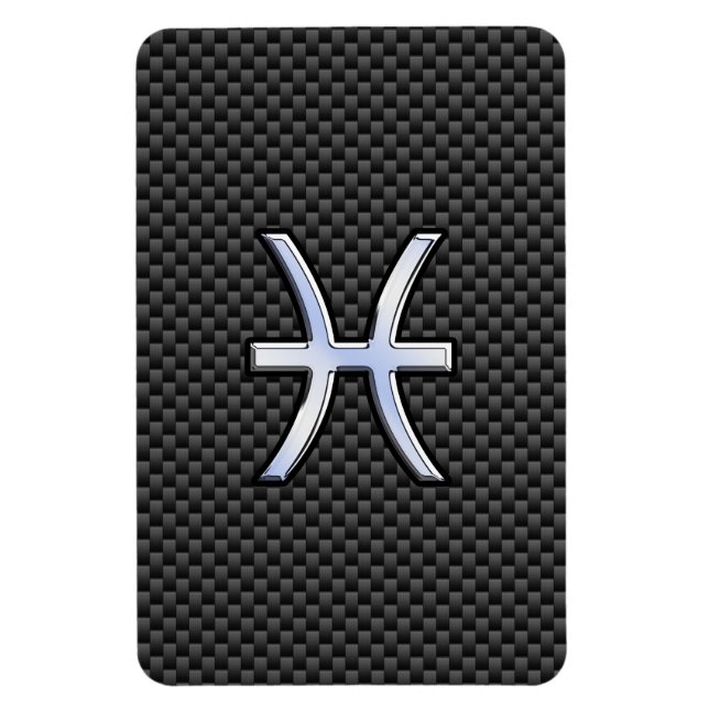 Pisces Zodiac Symbol auf Carbon Fibre Print Magnet (Vertikal)