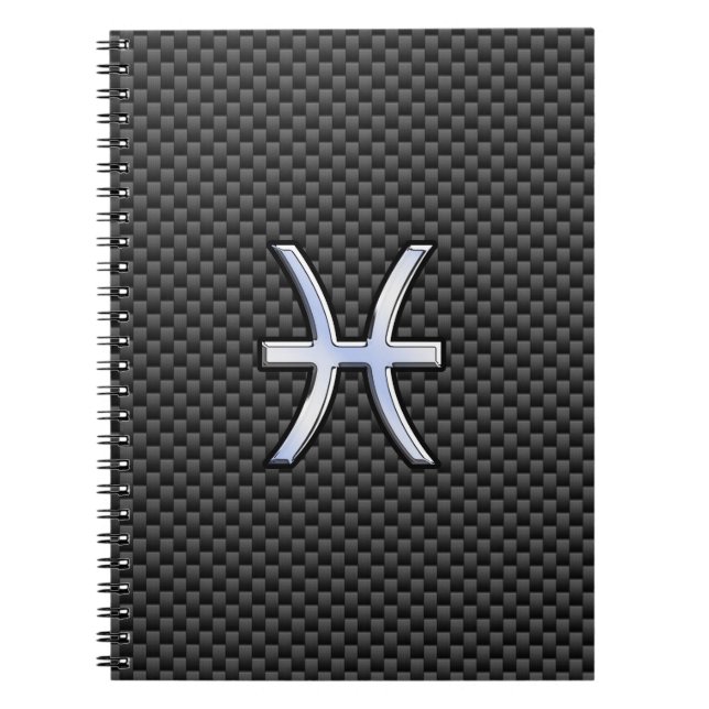 Pisces Zodiac Symbol auf Carbon Fibre Print Notizblock (Vorderseite)