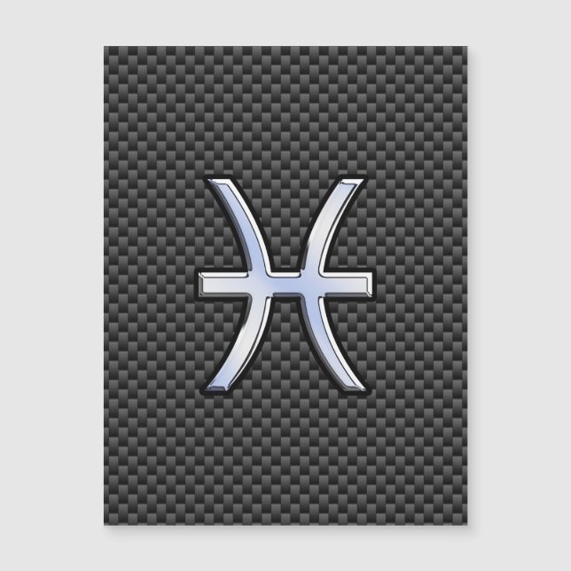 Pisces Zodiac Symbol auf Carbon Fibre Style Magnetkarte (Vorderseite)