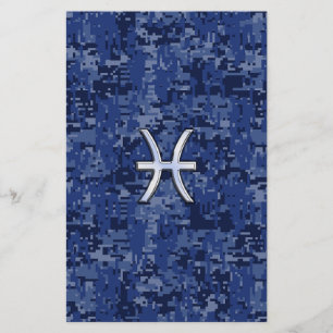 Pisces Zodiac-Symbol auf der Navy Blue Digital-Cam Briefpapier