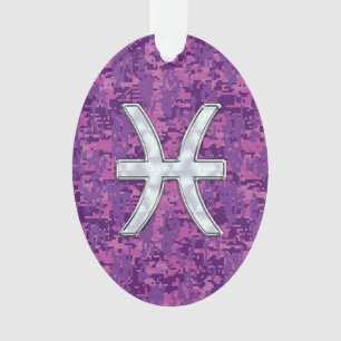 Pisces Zodiac Symbol auf Fuchsia Pink Digitale Cam Ornament