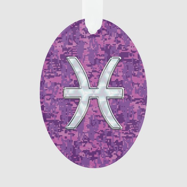 Pisces Zodiac Symbol auf Fuchsia Pink Digitale Cam Ornament (Vorderseite)