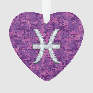 Pisces Zodiac Symbol auf Fuchsia Pink Digitale Cam Ornament