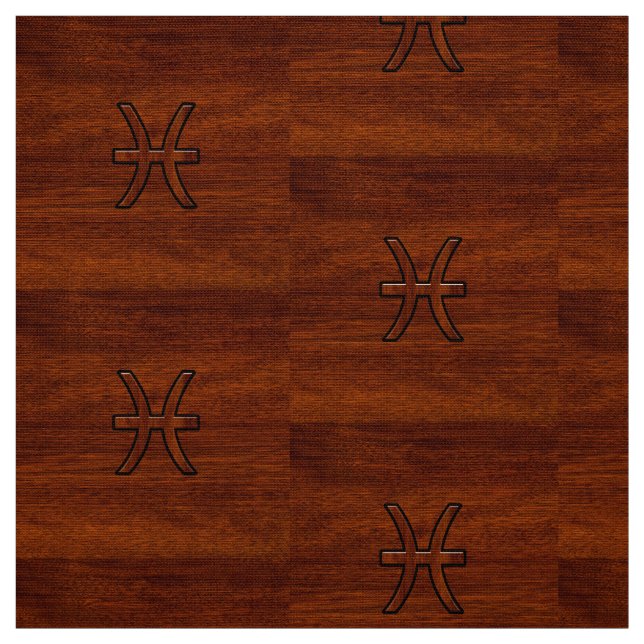 Pisces Zodiac Symbol Brown Mahogany Style Stoff (Muster)