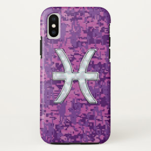 Pisces Zodiac Symbol Fuchsia Digital Camouflage Case-Mate iPhone Hülle
