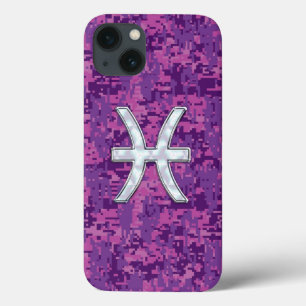 Pisces Zodiac Symbol Fuchsia Digital Camouflage Case-Mate iPhone Hülle