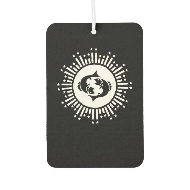 Pisces Zodiac-Symbol mit Himmelssymbol-Sternexplos Autolufterfrischer (Vorderseite)