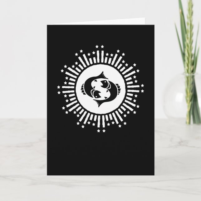 Pisces Zodiac-Symbol mit Himmelssymbol-Sternexplos Karte (Vorderseite)
