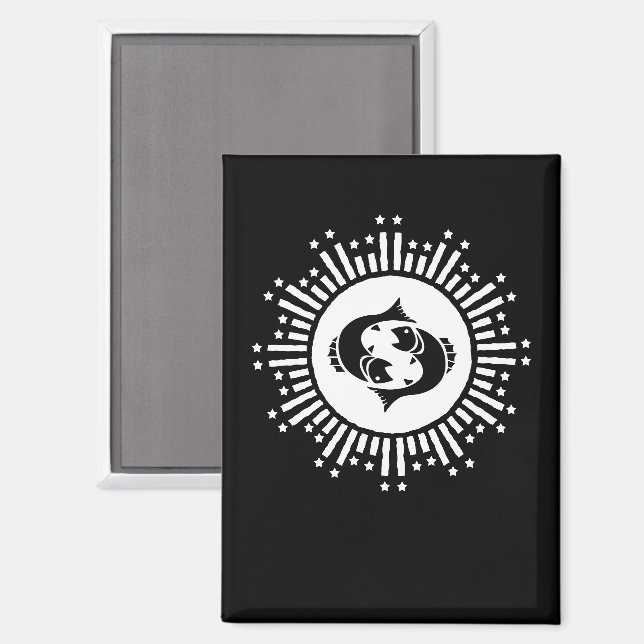 Pisces Zodiac-Symbol mit Himmelssymbol-Sternexplos Magnet (Vorderseite/Rückseite)