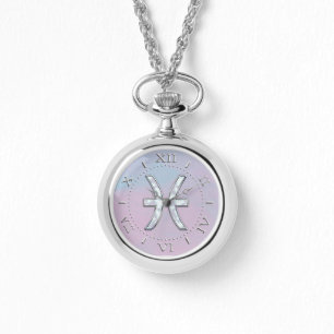Pisces Zodiac Symbol Mother of Pearl Dial Armbanduhr