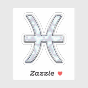 Pisces Zodiac Symbol Mother of Pearl Style Aufkleber