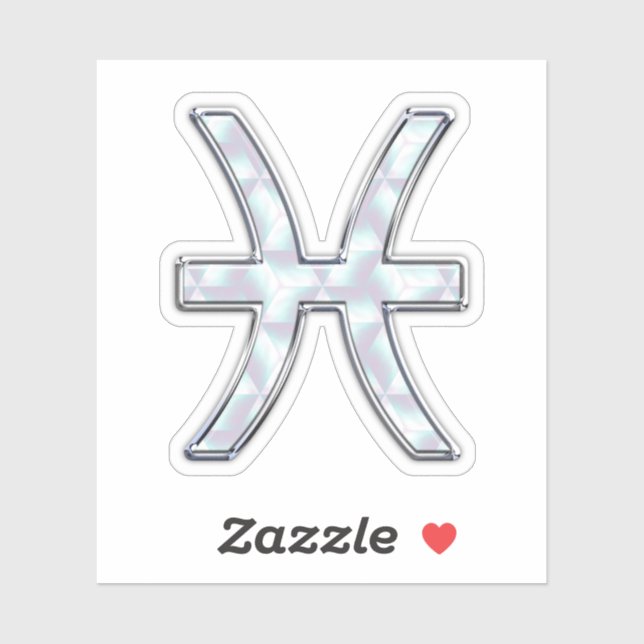 Pisces Zodiac Symbol Mother of Pearl Style Aufkleber (Blatt)