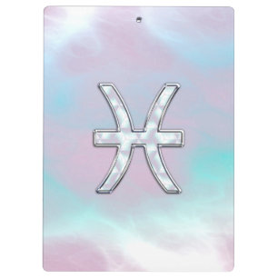 Pisces Zodiac Symbol Mother of Pearl Style Klemmbrett