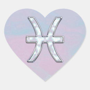 Pisces Zodiac Symbol Mutter der Perldekoration Herz-Aufkleber