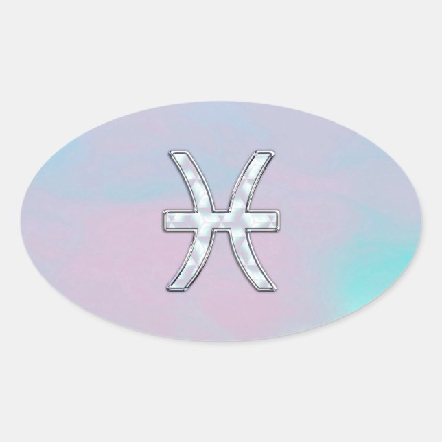 Pisces Zodiac Symbol Mutter der Perldekoration Ovaler Aufkleber (Vorderseite)