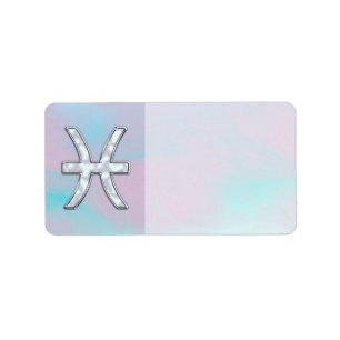 Pisces Zodiac Symbol Mutter von Perle Stil Adressaufkleber