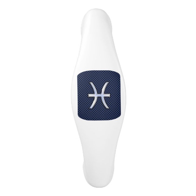 Pisces Zodiac Symbol Navy Blue Carbon Fibre Print Keramik Schrankknauf (Vorderseite)