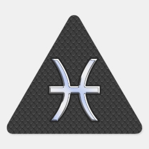 Pisces Zodiac Symbol on Black Snake Skin Decor Dreieckiger Aufkleber