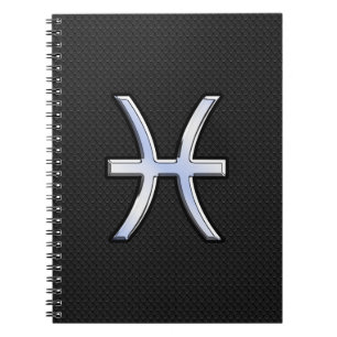 Pisces Zodiac Symbol on Black Snake Skin Decor Notizblock